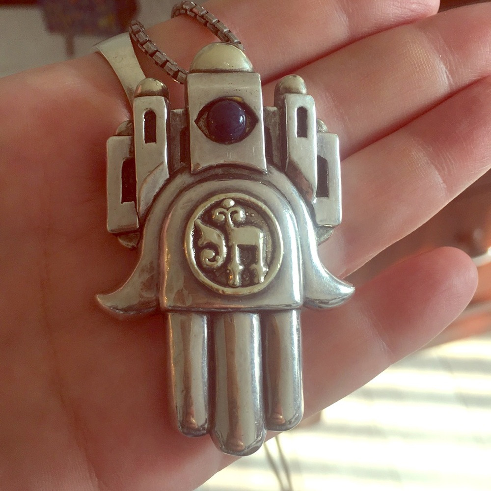 Gorgeous sterling silver Hamsa. Statement piece.